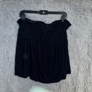 Torrid Super Soft Knits Black Smocked Strapless Tube Top Blouse Womens Size 2